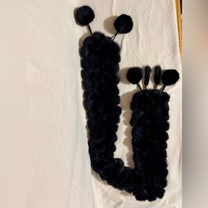 Elegant Black Rabbit Fur Scarf 1990s